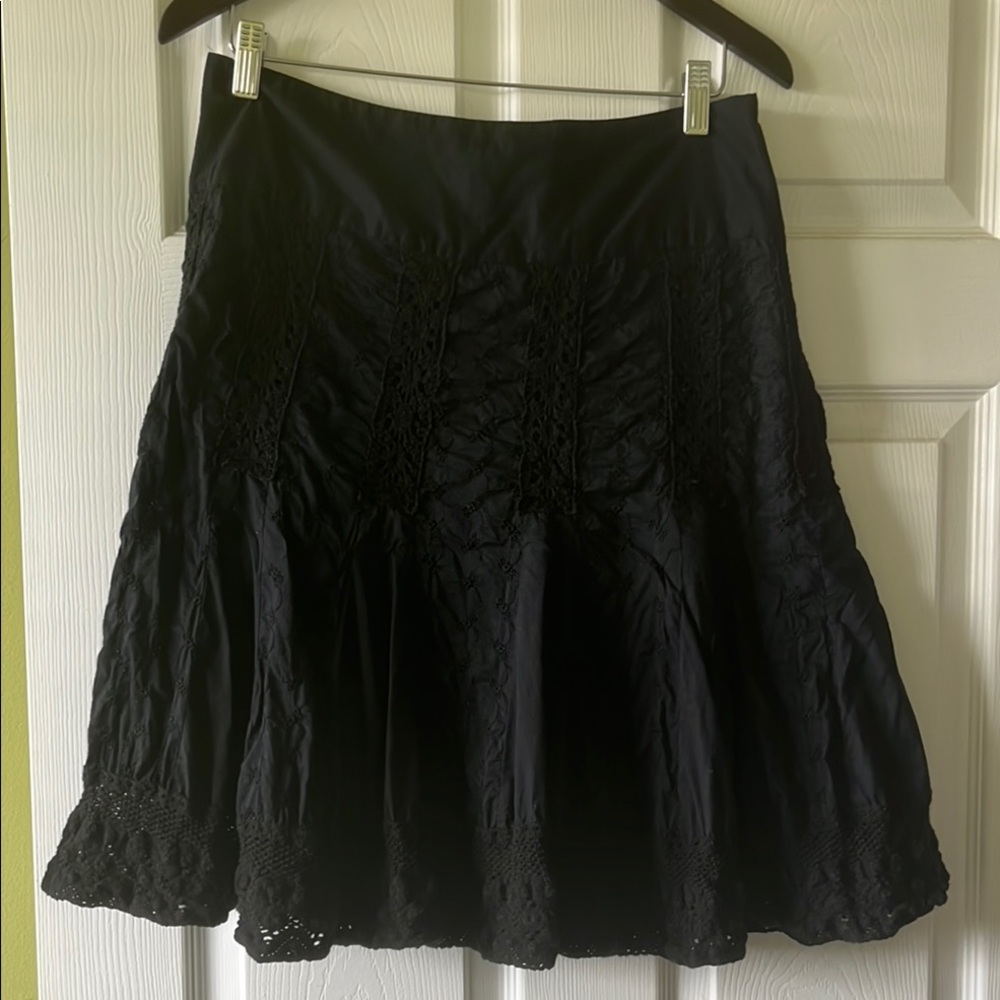 Jessica Black Embroidered Midi Skirt